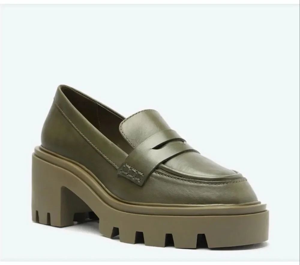 SCHUTZ Military Olive Green Viola Tractor Platform Loafers-10B